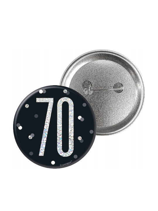Pin Broșă Metalică Emblemă 70 De Ani Negru Lucios Holo