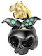 Pandora Charm Floare din Argint cu Zirconiu Negru
