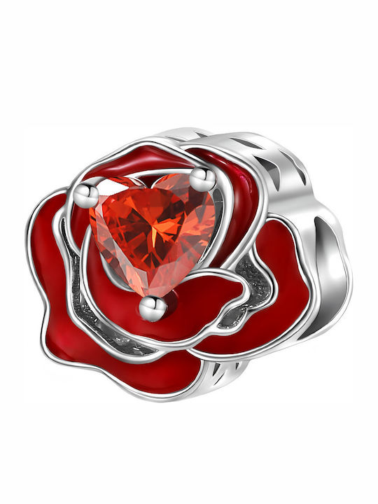 Pandora Charm Inimă din Argint cu Zircon Roz