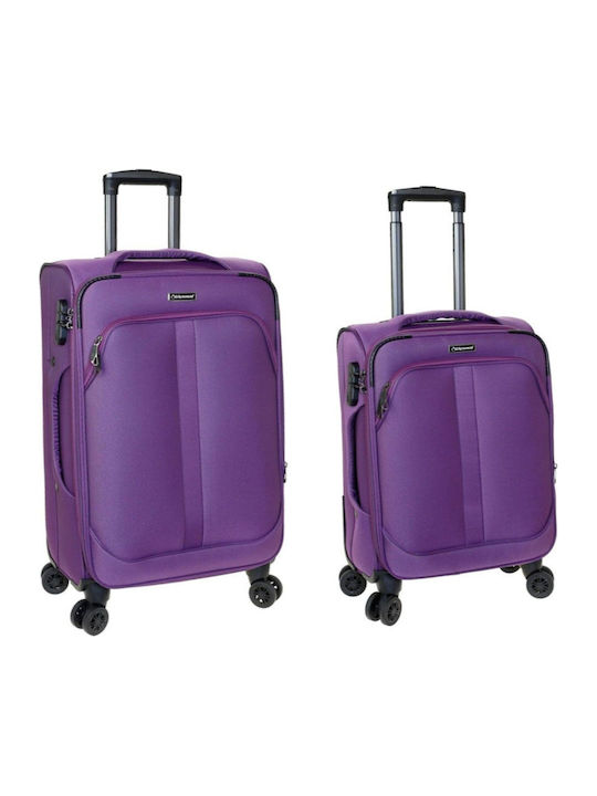 Diplomat Lisbon Valize de Călătorie din Material Textil Violet Set 2 Bucăți