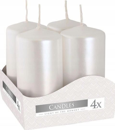 Aura Glass Decorative Candle White 4x8cm 4 Pieces
