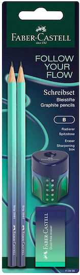 Σετ Faber Castell 118406 Flow Green-blue 2 Μολ.γομ.ξυστ