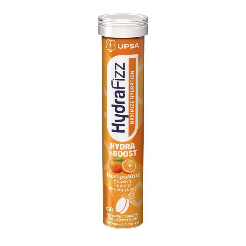 Upsa Hydrafizz Hydra + Boost 16 Αναβράζοντα Δισκία Γεύση Πορτοκάλι