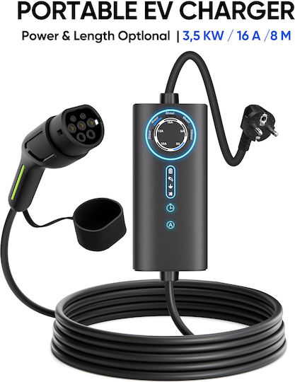 Junsun Portable Single Phase Charger 3.5kW with Built-in Cable 8m Type 2