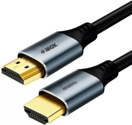 iBox HDMI 2.0 Premium High Speed 4K 60Hz HDR Cable HDMI male - HDMI male 1m Μαύρο