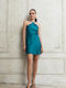 Summer Mini Evening Satin Open Back Dress Teal