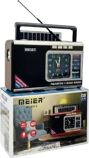 M909S Retro Portable Solar Radio with Bluetooth and USB Silver