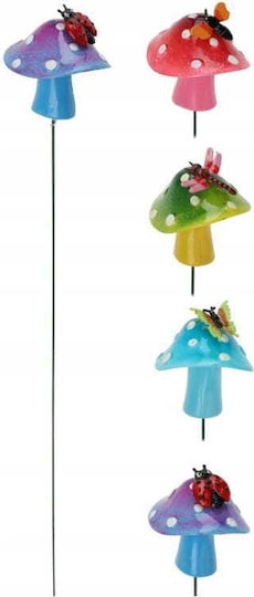 Decorative Garden Pick Mushroom Ornament On A Stick 42 Cm