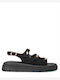 Women's Flat Sandals Black 557 Black Suede
