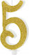 Birthday Candle Number 5 Gold 10cm 1 Pc