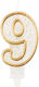 B&c Number "9" Candle Gold Outline 1pc