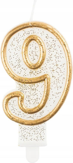 B&c Number "9" Candle Gold Outline 1pc