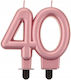 Number 40 Candle Pink Gold Rose Gold Metallic B...