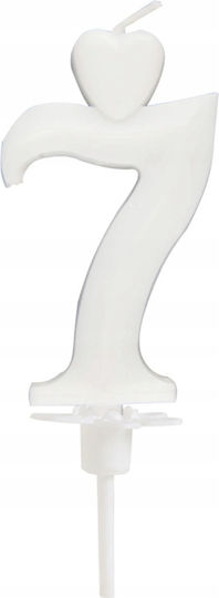 White Heart Candle Number 7 6.5cm