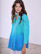 Celestino Women's Shirt Color Gradient Loose Fit Turquoise