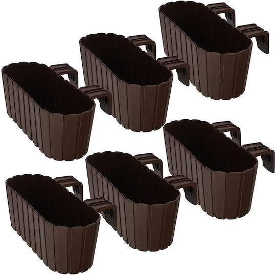 Kotarbau Set 6 Kunststoff Blumentöpfe Rustikal Braun