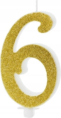 Birthday Candle Number 6 Gold 10cm 1 Pc