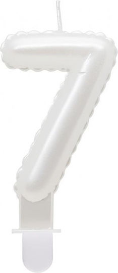 Number 7 Candle Seven Pearl White 7cm