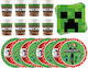 Minecraft Set Pixels Game Birthday Plates Cups Napkins