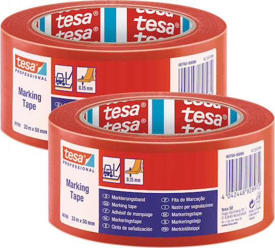 Tesa Marking Tape Made of Plastic in Red Colour Length 33m