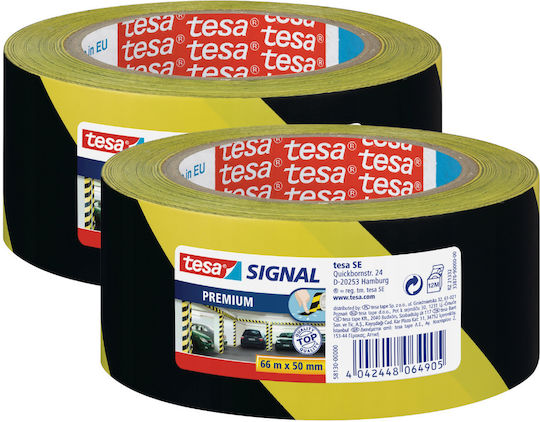 Tesa Premium Ταινία Σήμανσης από Πλαστικό σε Κίτρινο Χρώμα Μήκους 66μ.