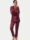 Satin Pyjama Set Burgundy Size 2XL