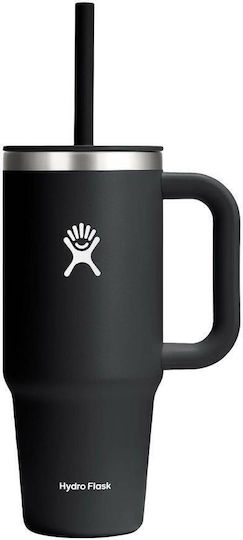 Hydro Flask Ποτήρι Θερμός Ανοξείδωτο 710ml Black με Λαβή και Καλαμάκι