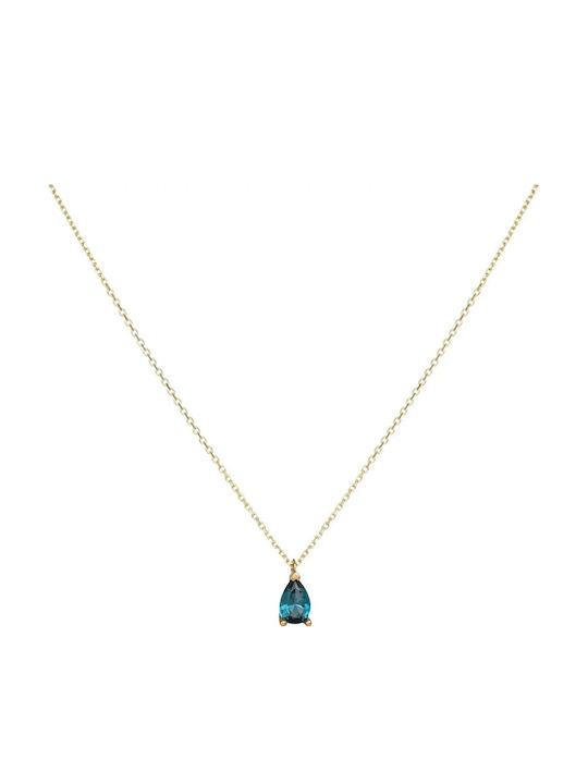 Halskette mit Träne-Design aus 14K Gold Blau