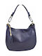 Leder Damen Schultertasche Blau