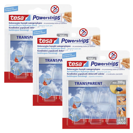 Tesa Hangers with Sticker Transparent 5 Pieces