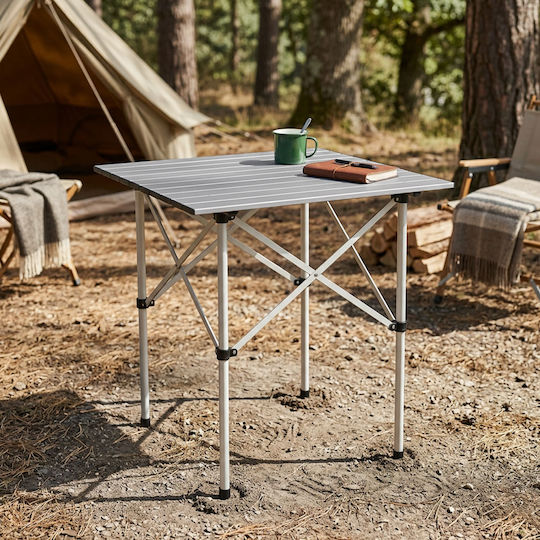 Τραπέζι Αλουμινίου για Camping Πτυσσόμενο 66x54.5x52cm Ασημί