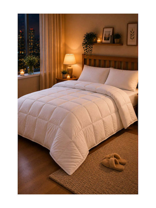 SteweHome Σετ Πάπλωμα Ημίδιπλο με Γέμιση Microfiber 195x215εκ. Λευκό