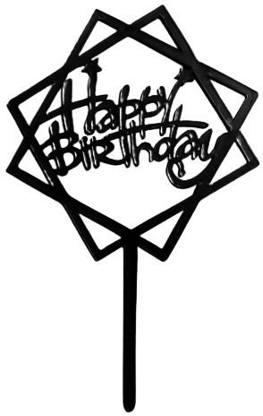 Topper Cake Decoration Happy Birthday Black