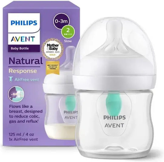 Philips Plastic Baby Bottle Natural Response Anti-colic with Silicone Teat for 0+ Months 125ml