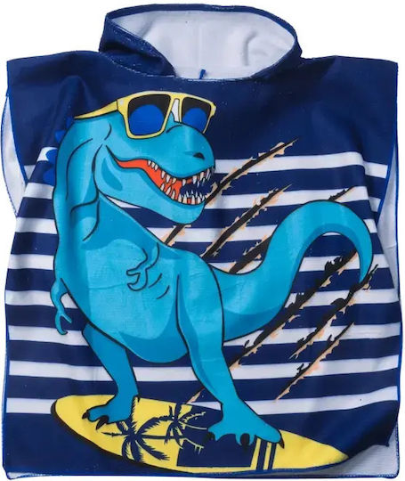 Детско Пончо за Плаж Кърпа Момчета Dino Surfer Син