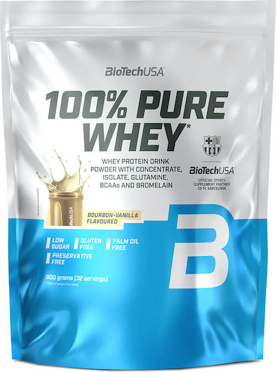 Biotech USA 100% Reine Molke Protein Pulver Glutenfrei mit Geschmack Bourbon Vanille 900gr