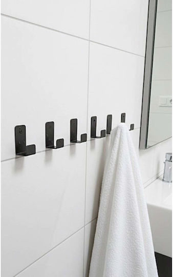 SteweHome Double Wall-Mounted Bathroom Rail with Sticker Black