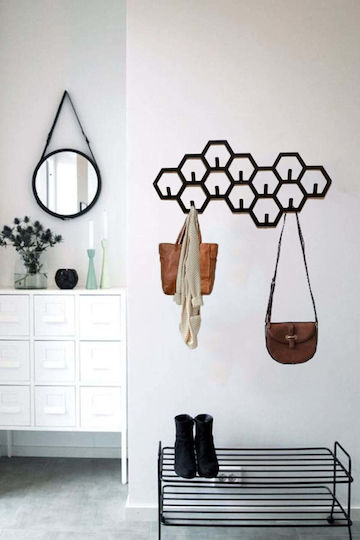 SteweHome Metal Wall Hanger 12 Hooks White 55x27x27cm