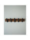 SteweHome Κρεμάστρα Τοίχου Ξύλινη 5 Θέσεων Καφέ 52x16x15cm