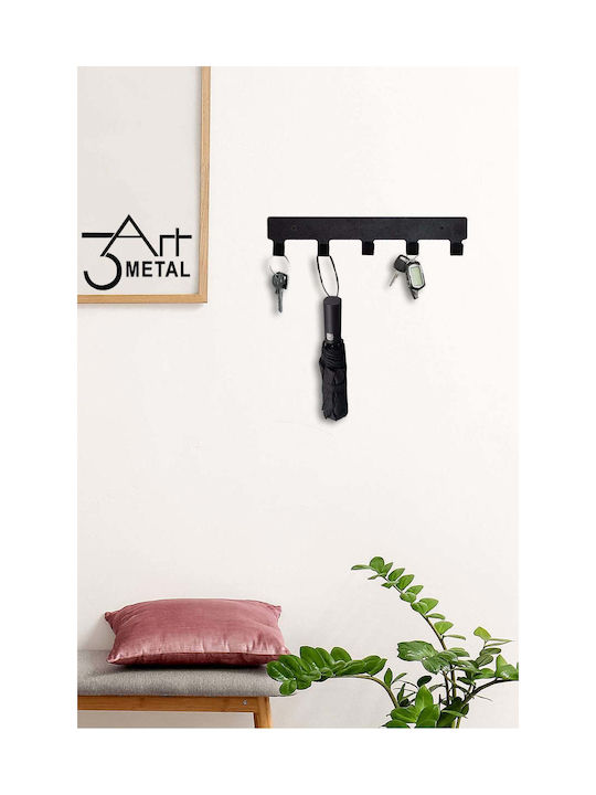SteweHome Metal Wall Hanger 5 Hooks Black 35x3x6cm