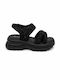 Damen Anatomische Flache Sandalen Schwarz