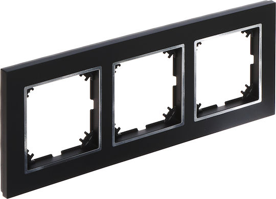 Elektro Plast Switch Frame 3 Positions Vertical Placement In Black Color 4173-46
