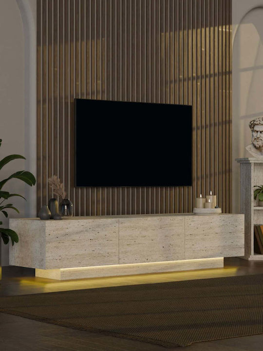 TV Stand with LED Lighting Ecru L130xD30xH45cm