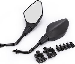 Flyquick Universal Motorcycle Handlebar Mirrors 22mm Black Set 2 Pieces Mounting Bases