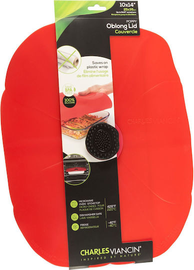 Charles Viancin Poppy Oval Silicone Food Cover 35x25 Cm Red