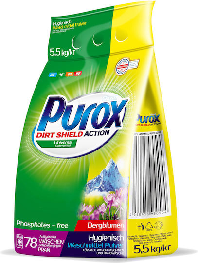 Purox Laundry Detergent Powder for Colored and Black Clothes 5.5kg (78 Washes)