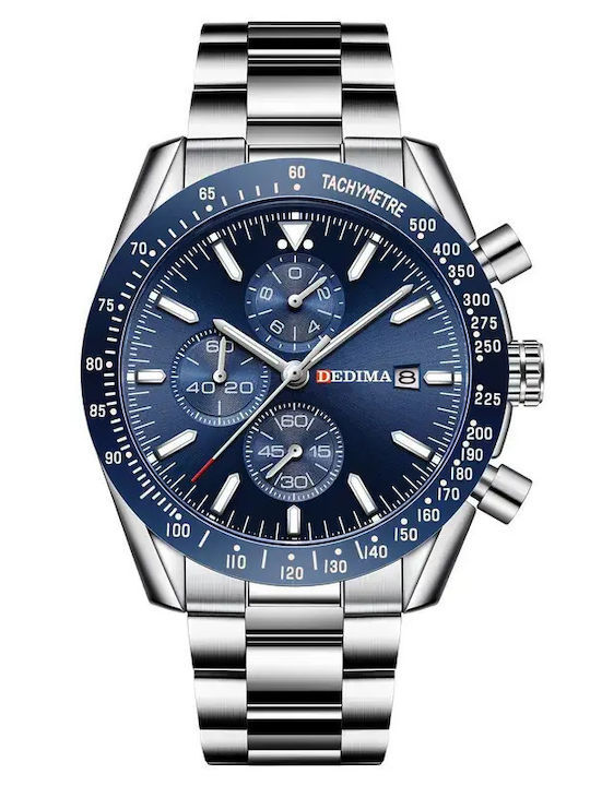 Womens Chronograph Battery Watch With Silver Metal Bracelet