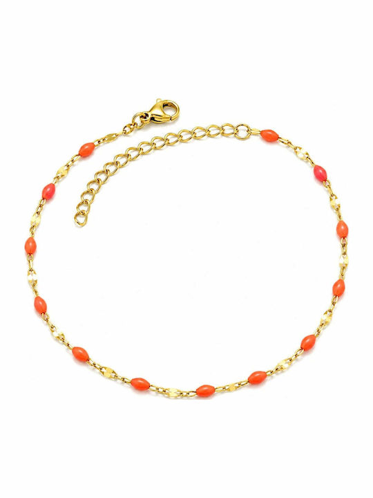 Charmy Gold Plated Anklet Bracelet from Steel 23cm