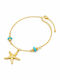 Charmy Gold Plated Anklet Steel Turquoise 23cm