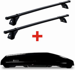 Μπαγκαζιέρα Οροφής Modula Evo 470 Glossy Black 470 Λίτρα Μπάρες Οροφής Γαλβανισμένο Σιδηροσωλήνα Πλαστική Επένδυση